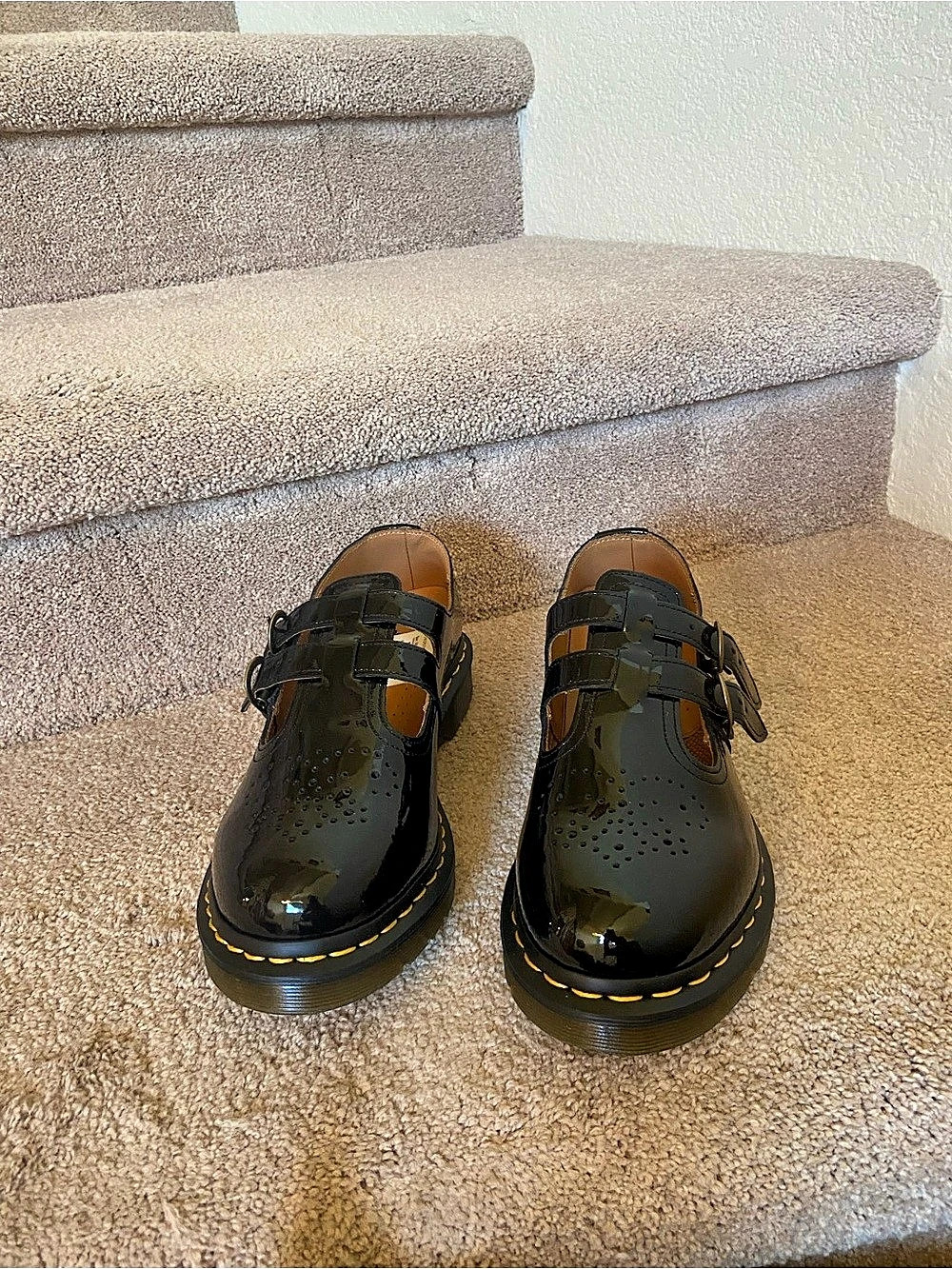 Dr. Martens Patent Strap Mary Jane Shoes in Black Like New